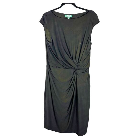 Lauren Ralph Lauren Black Fitted Cinched Ruched Cocktail Dress Size 16 - Picture 1 of 6